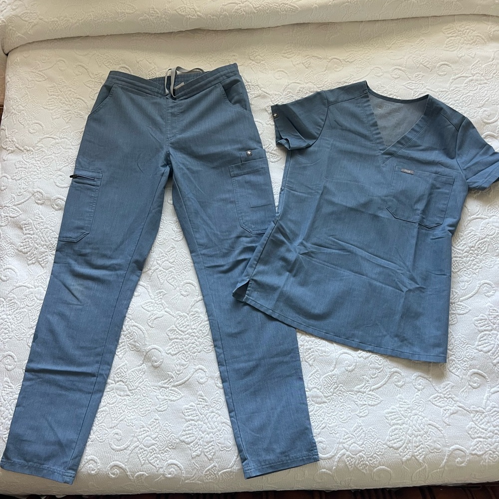 Figs Denim Blue Scrub Set